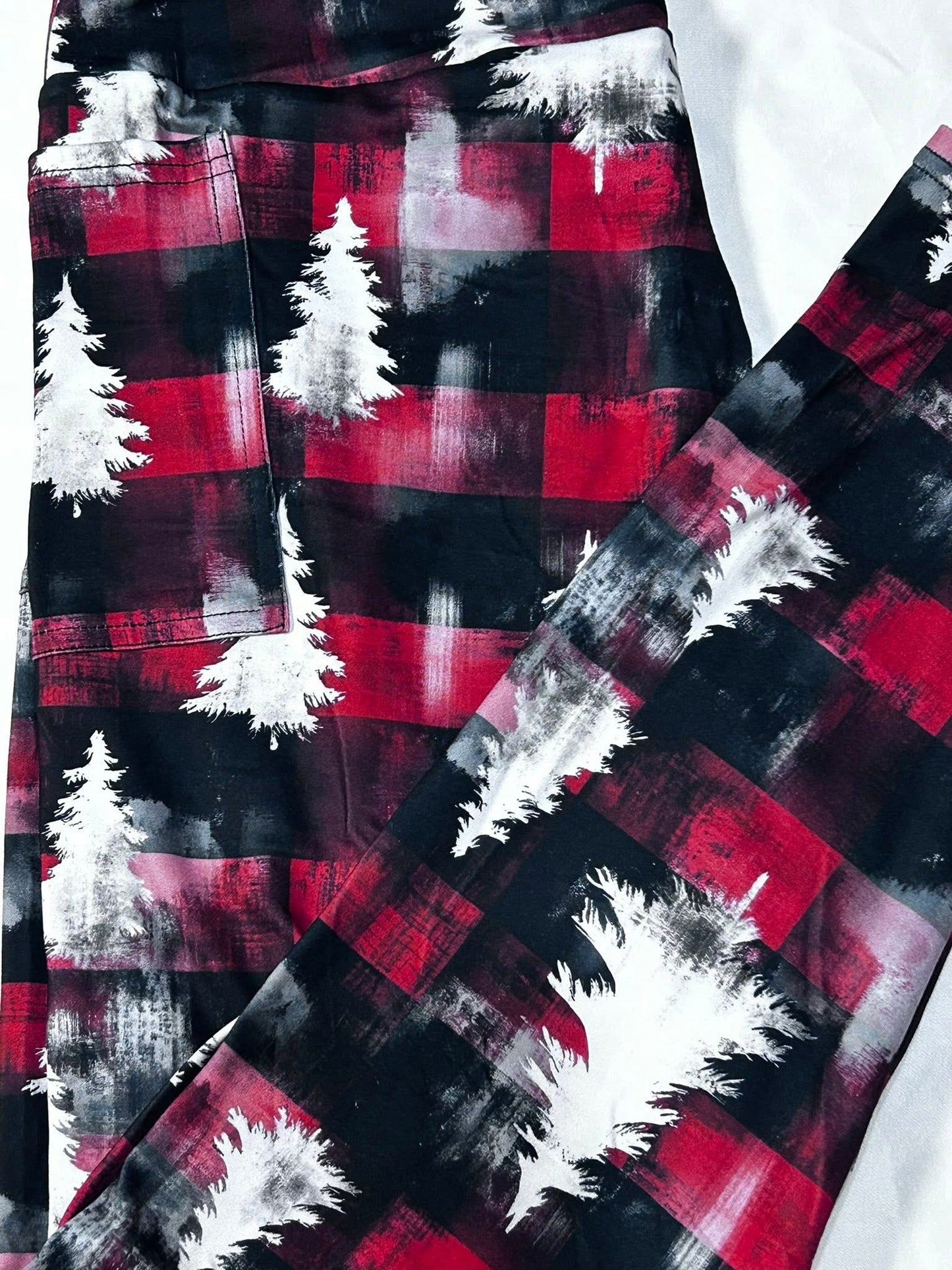 Plaid Trees Pocket Leggings