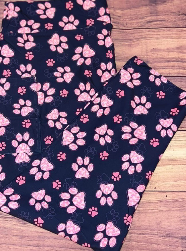Pink Paws Pocket Capri Leggings