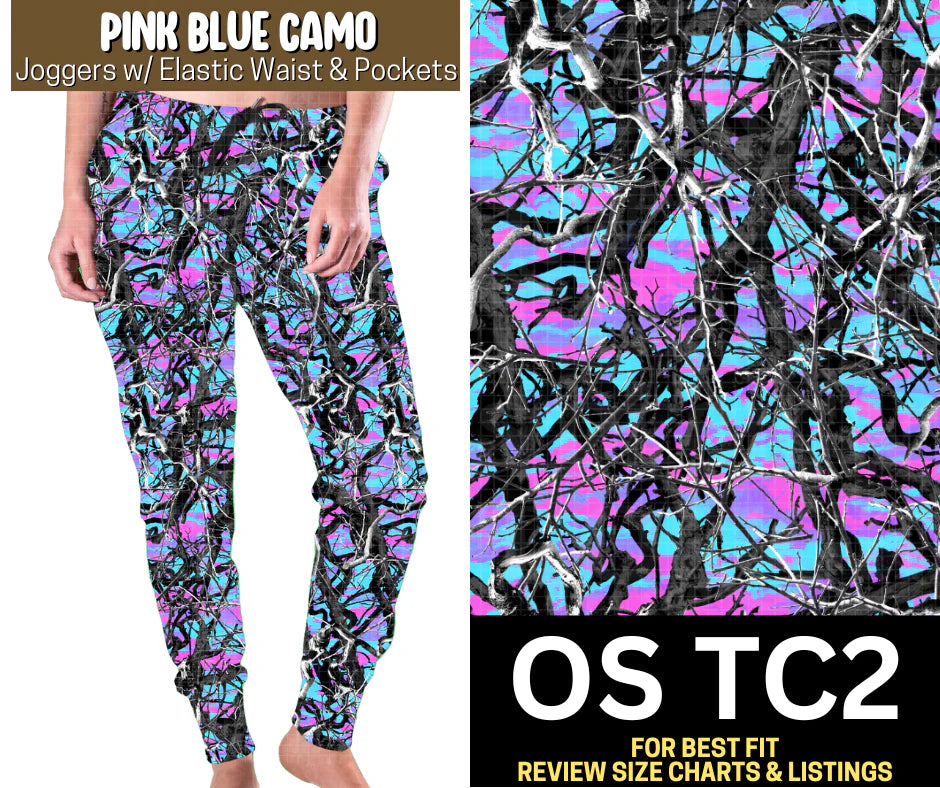 Pink Blue Camo Joggers (OS)