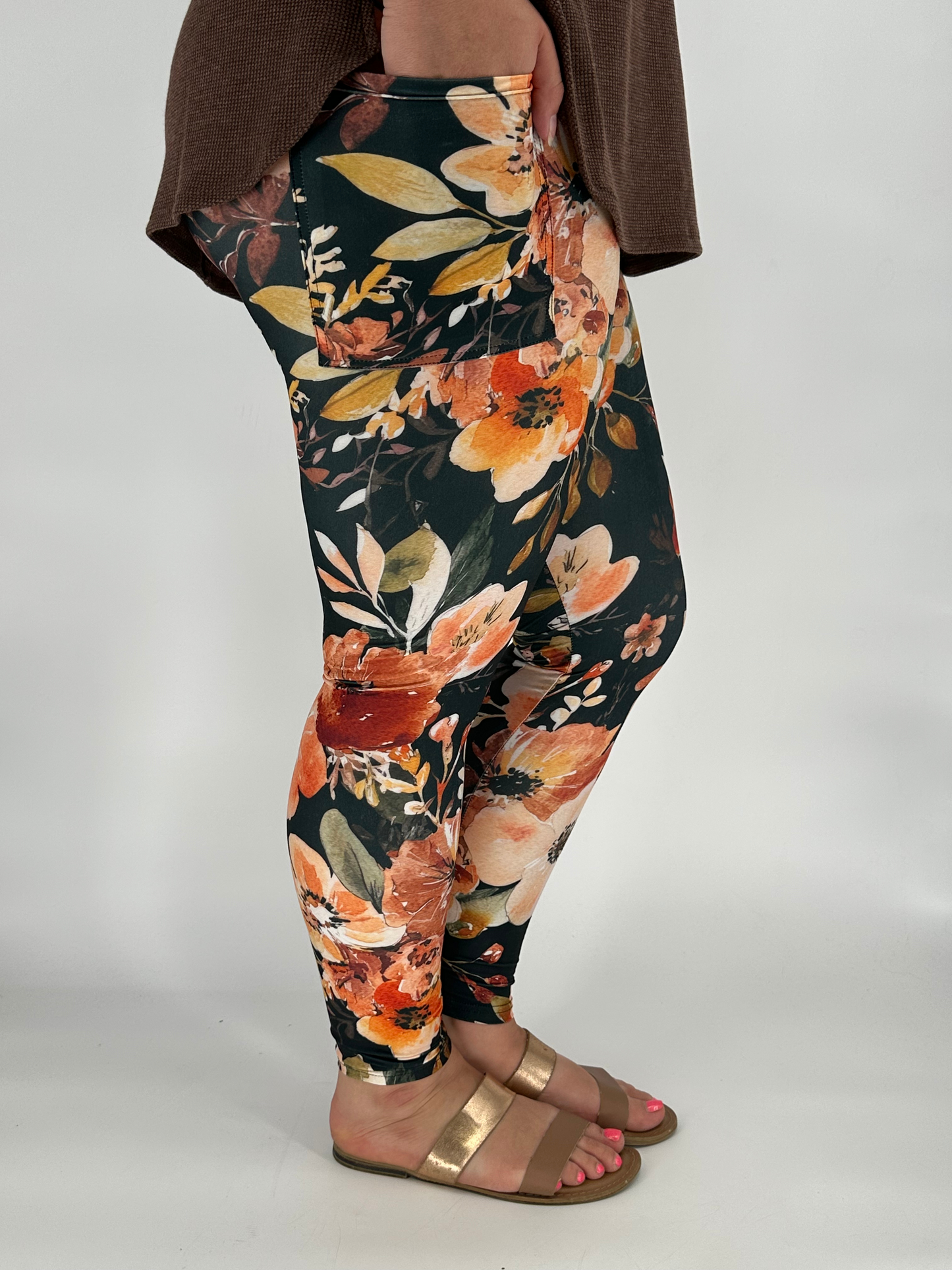 Fall Floral Leggings w/ Pockets