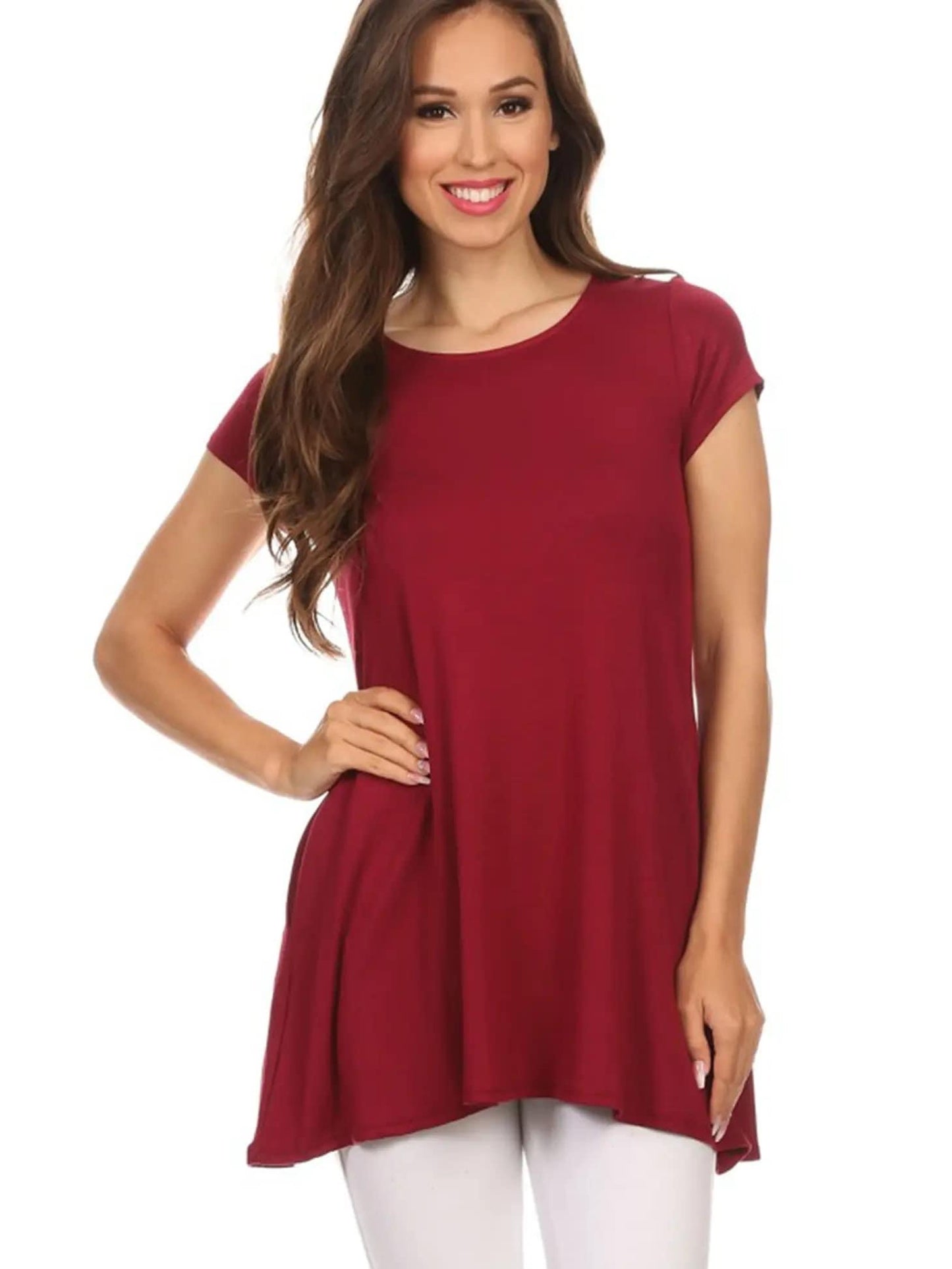**FINAL SALE** Scoop Neck Pocket Tunic / Maroon
