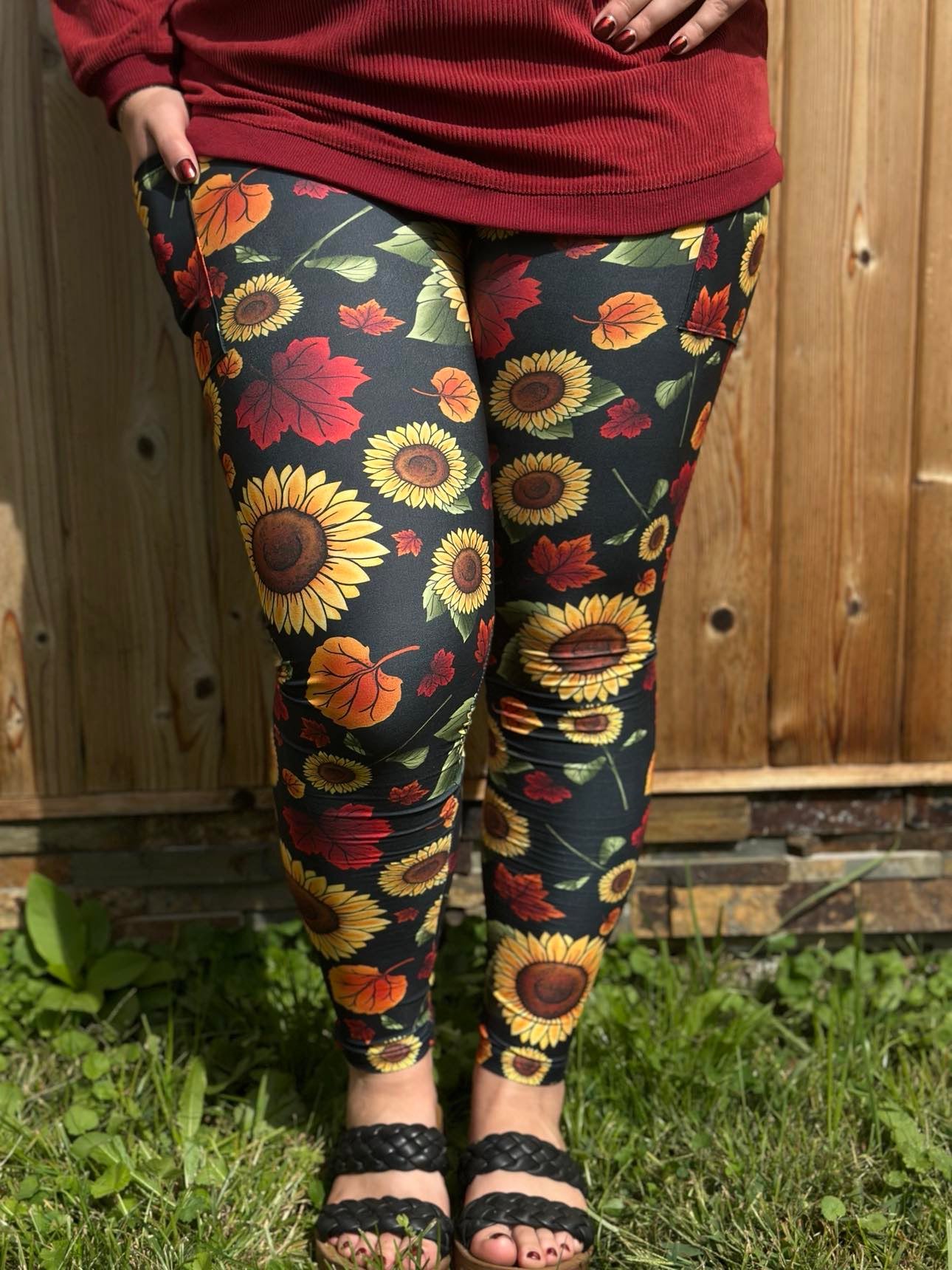 Fall Sunflowers Pocket Leggings