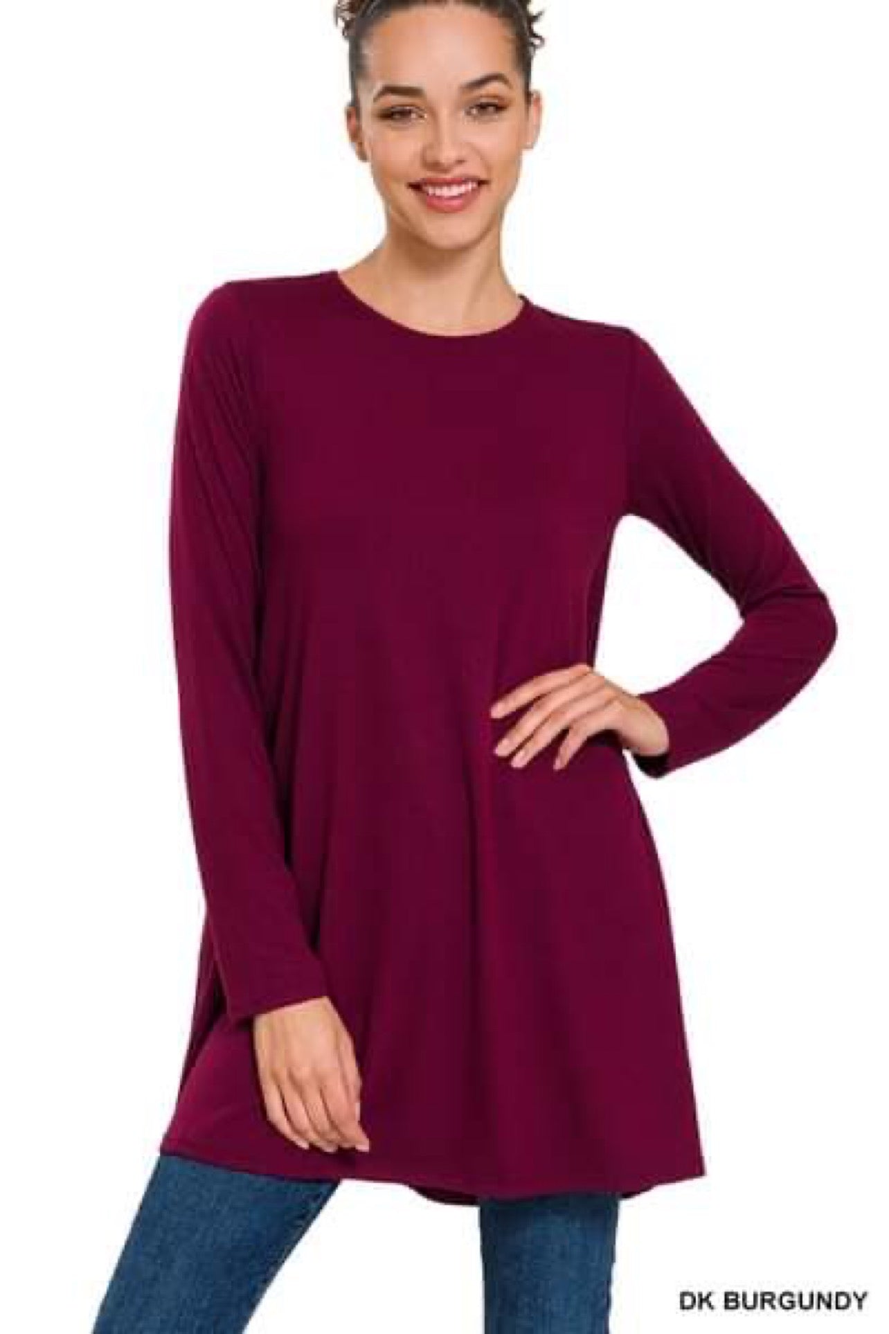 **FINAL SALE** Swing Tunic With Pockets / Dk. Burgundy