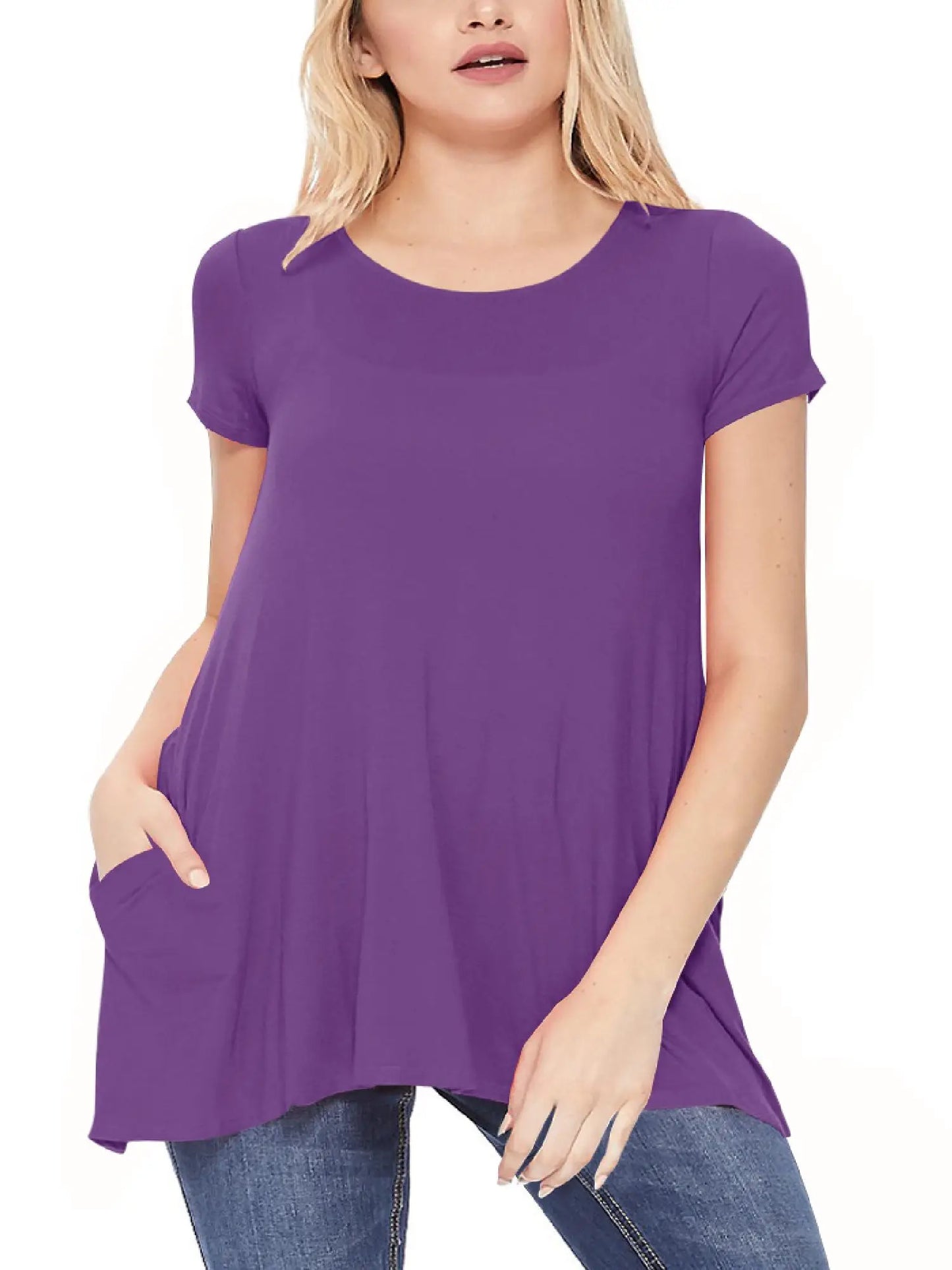 Scoop Neck Pocket Tunic / Purple
