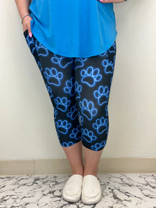 Neon Paws Pocket Capri Leggings