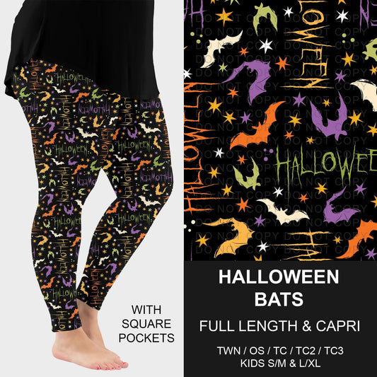Halloween Bats Pocket Capri Leggings-TC (PreOrder ETA late August)