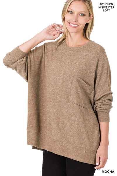 Brushed Melange Drop Shoulder Oversized Sweater