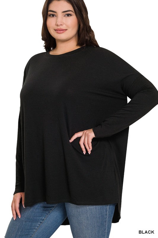 Plus Dolman Long Sleeve Round Neck Top