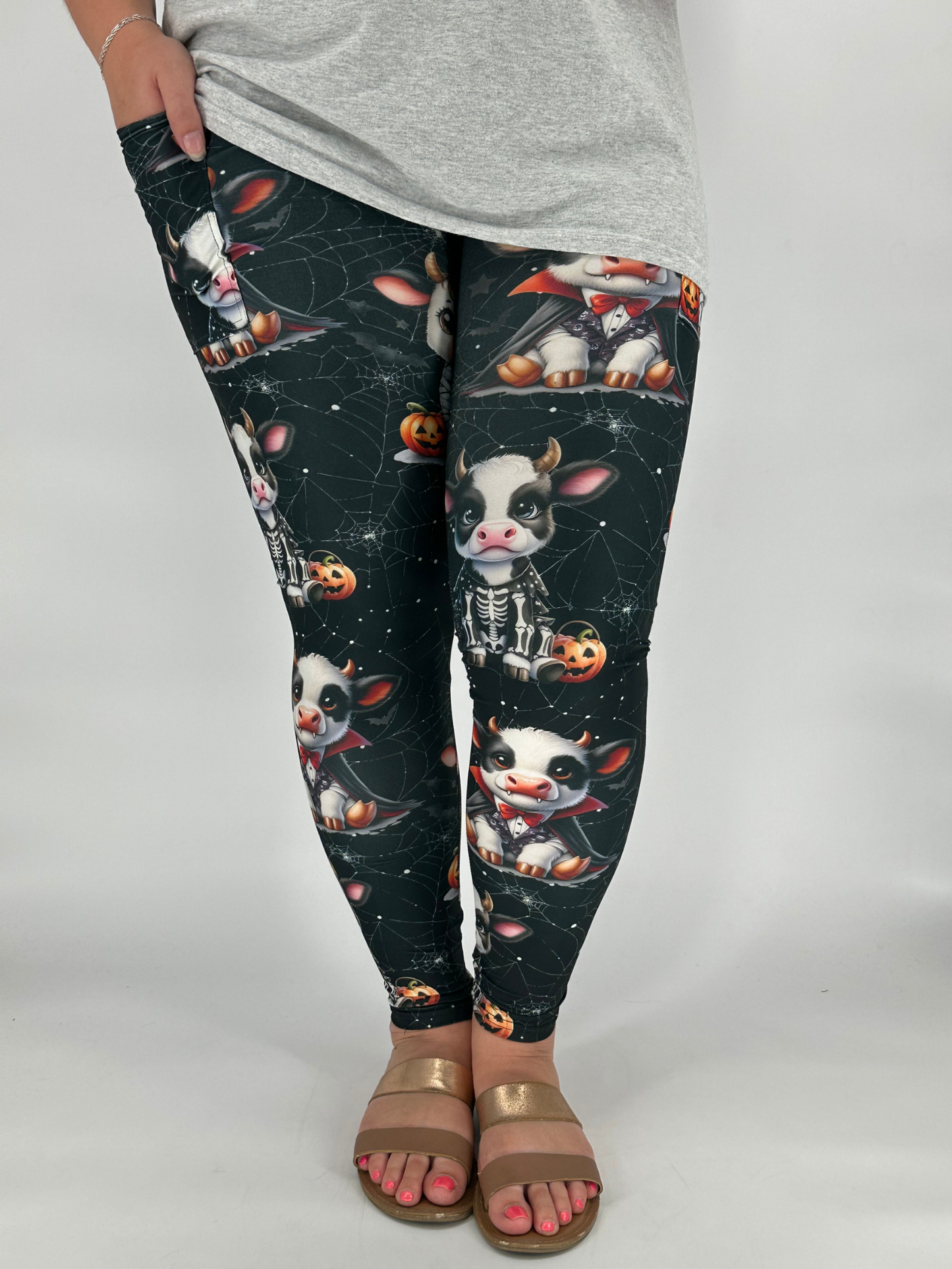Halloween Cow Leggings w/ Pockets