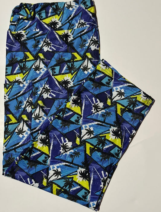 Bright Palms Pocket Capri Leggings