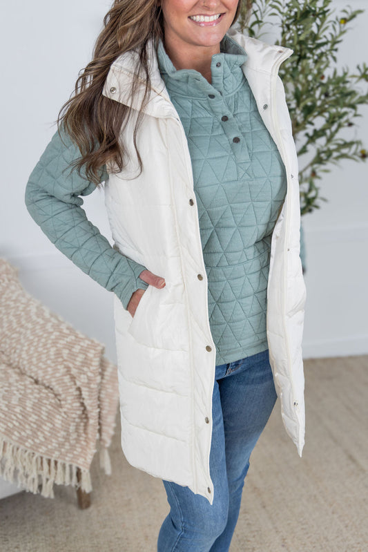 IN STOCK Harlow Long Vest - Cream FINAL SALE