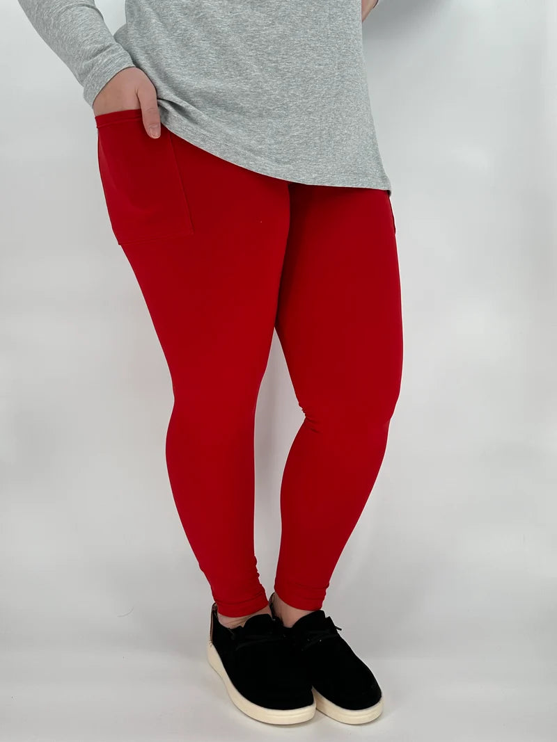 Ruby Red Pocket Leggings