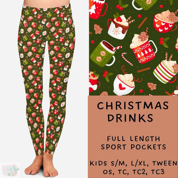 Comfy Christmas Collection Part TWO : FULL Length Leggings WITH Sports Style Pockets  PREORDER ( ETA early / mid December )