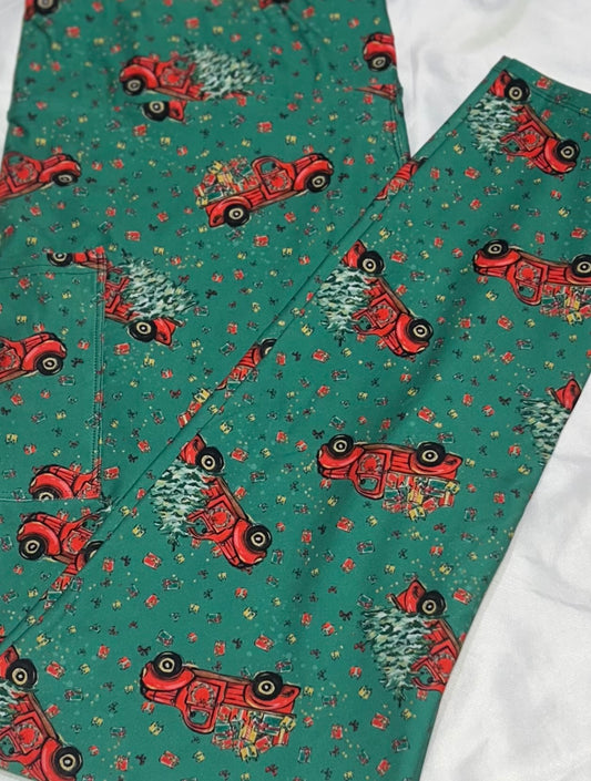 Red Trucks Pocket Leggings