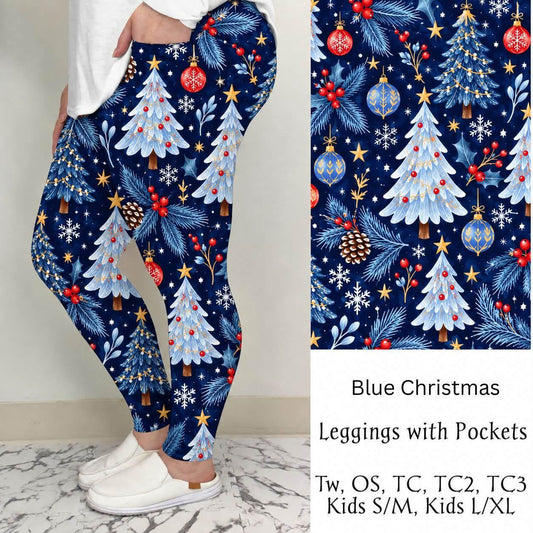 Blue Christmas Pocket Leggings (PreOrder ETA early/mid December)