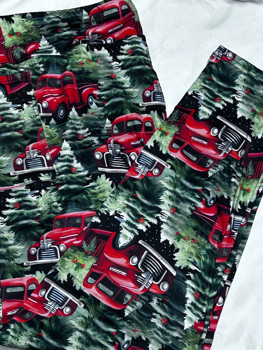 Christmas Farm Trucks Pocket Leggings