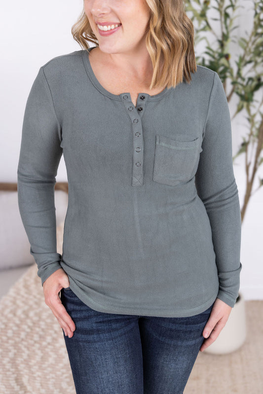 IN STOCK Georgia Long Sleeve Top - Dusty Jade FINAL SALE