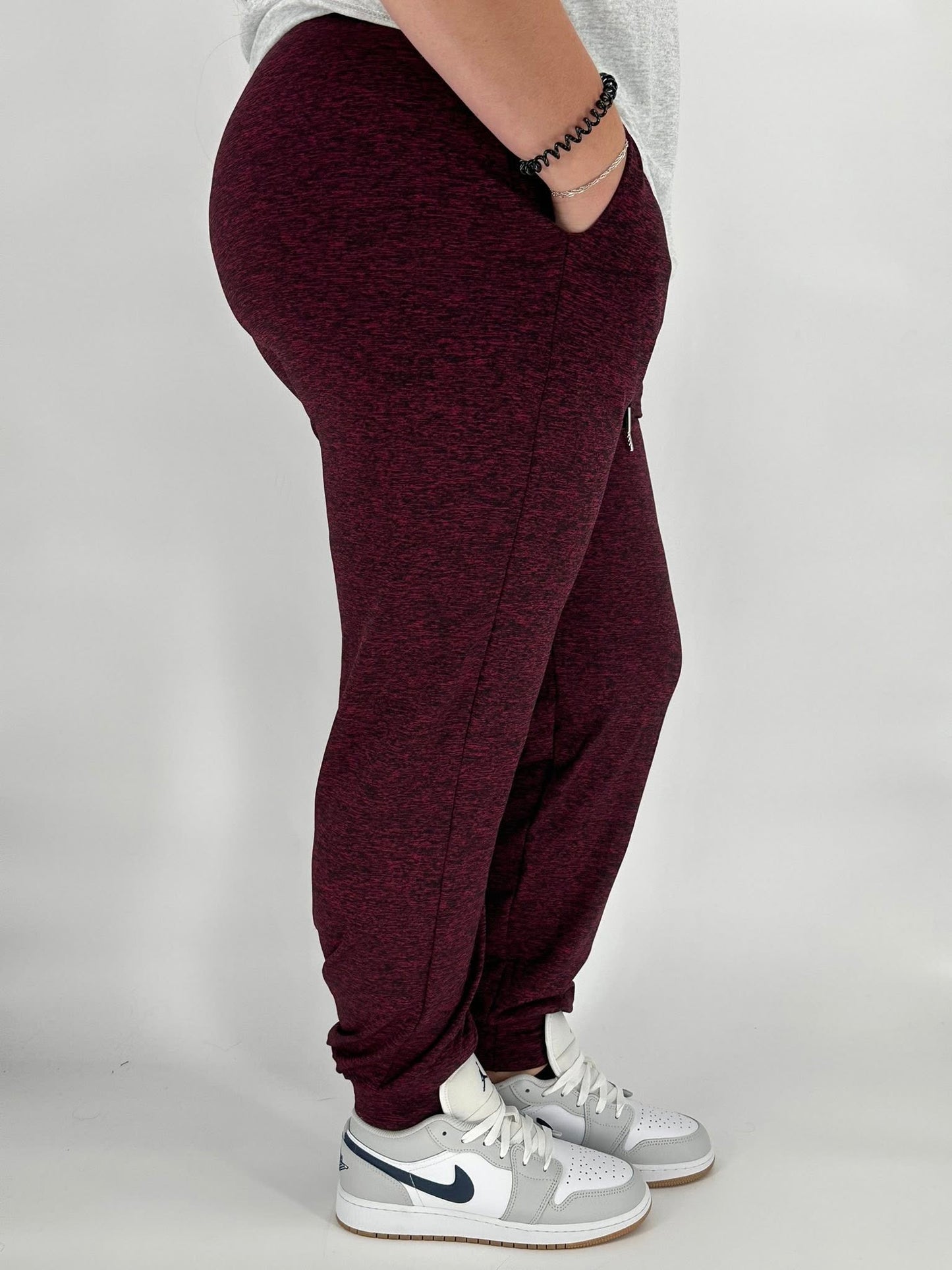 Maroon Heathered Fleece Joggers