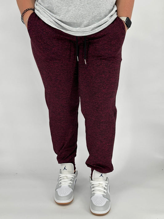Maroon Heathered Fleece Joggers