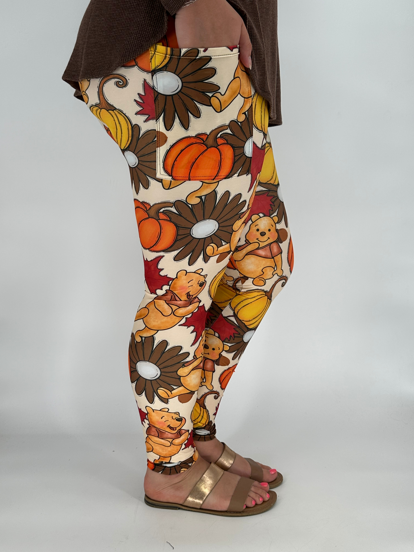 Fall Bear Leggings w/ Pockets (Kid's No Pockets)