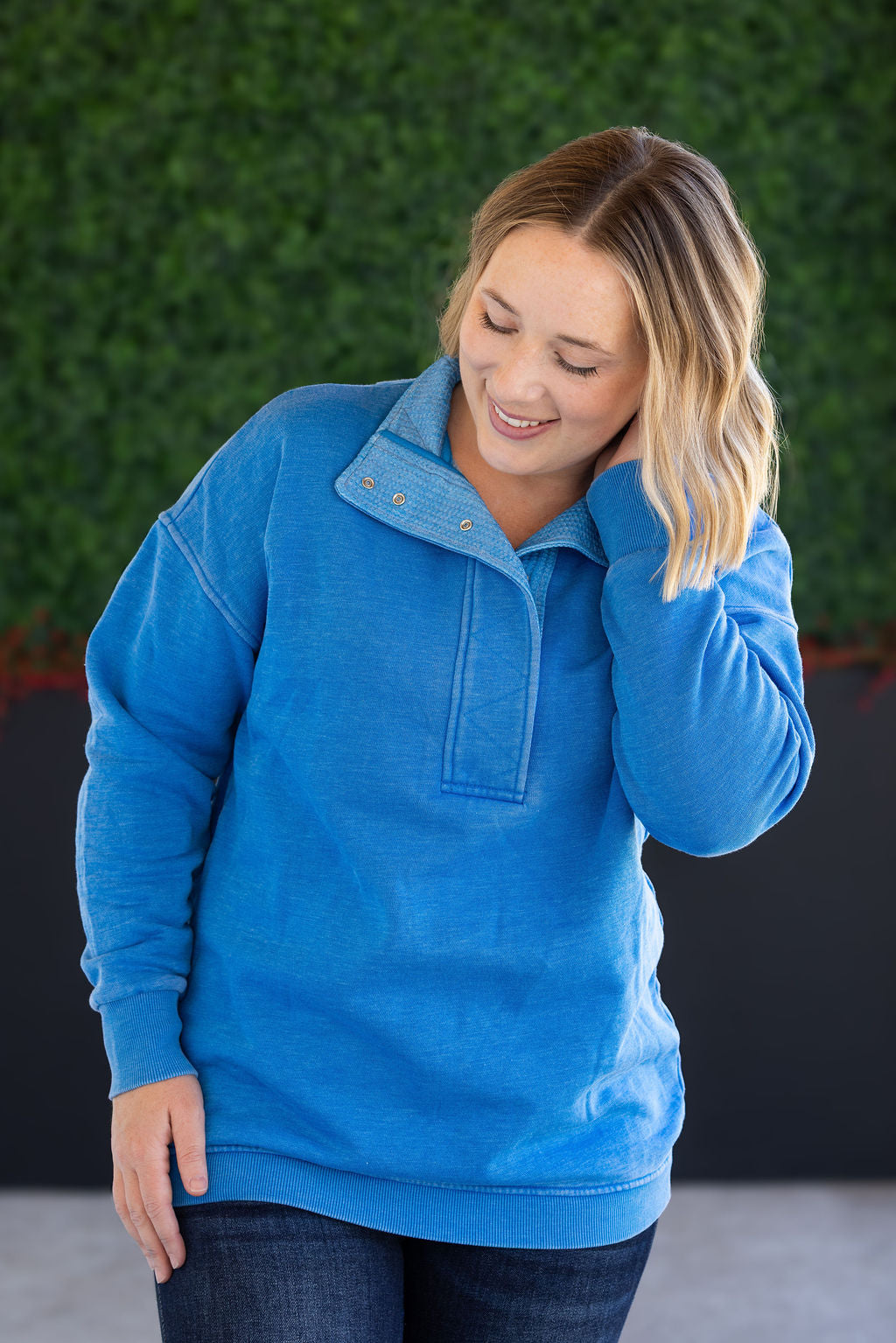 IN STOCK Jesse Vintage Wash Snap Pullover - Winter Blue FINAL SALE