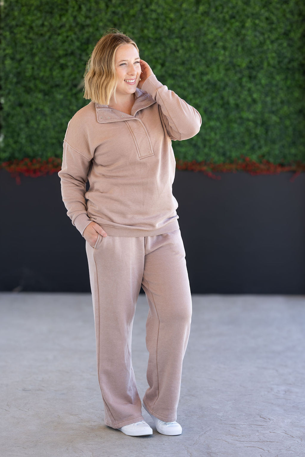 IN STOCK Wide Leg Vintage Wash Bottoms - Tan FINAL SALE