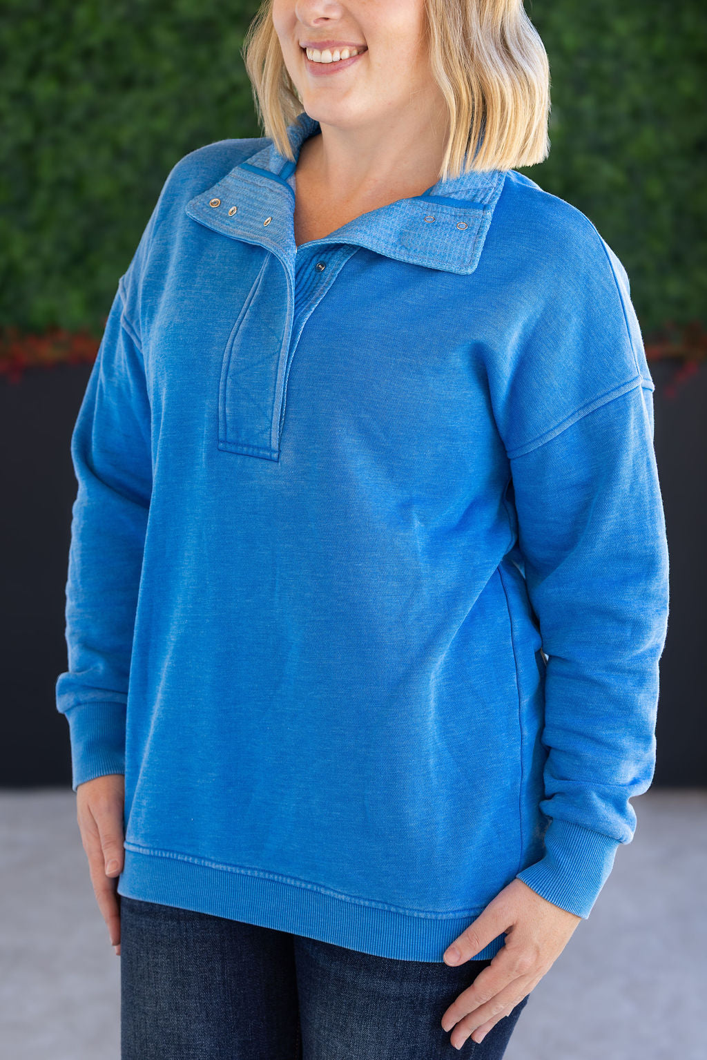 IN STOCK Jesse Vintage Wash Snap Pullover - Winter Blue FINAL SALE