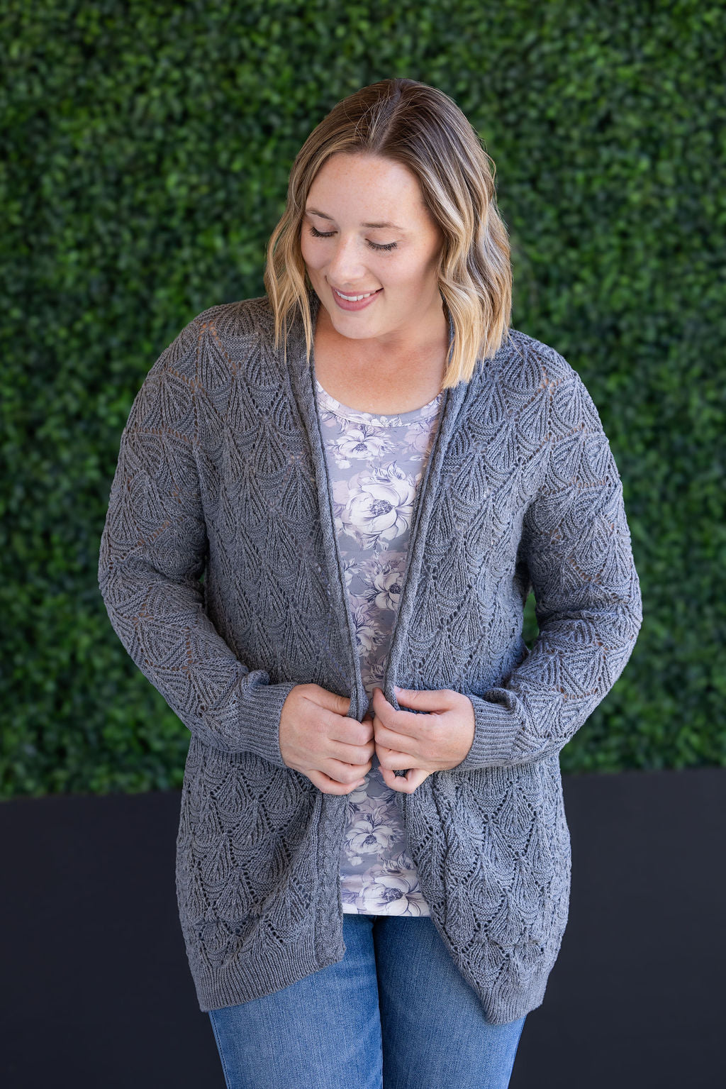 IN STOCK Open Knit Cardigan - Grey FINAL SALE