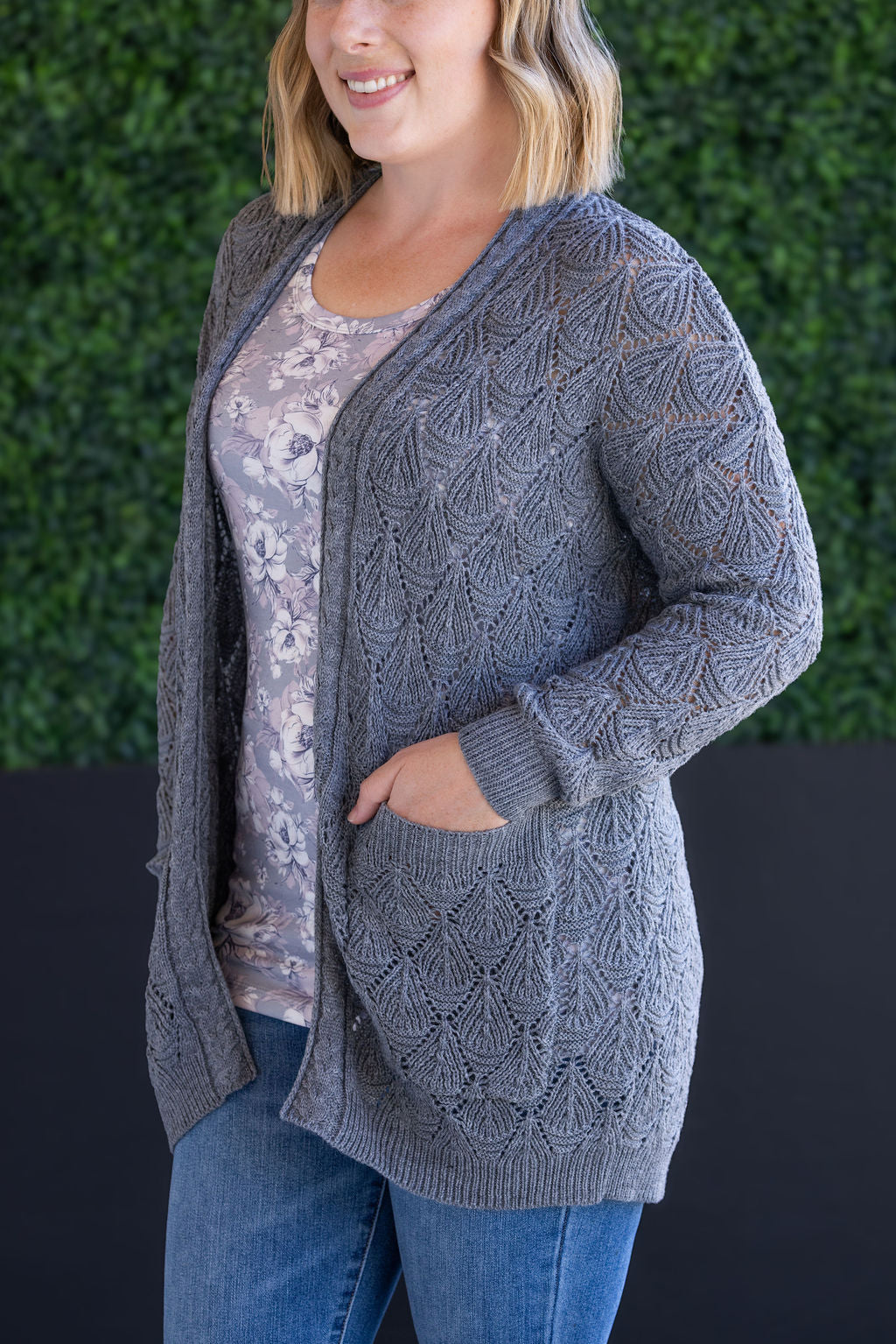 IN STOCK Open Knit Cardigan - Grey FINAL SALE