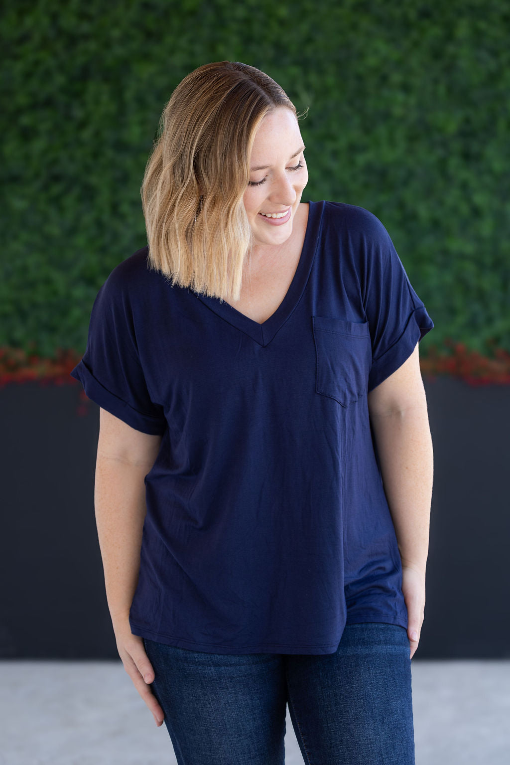 IN STOCK Sierra Pocket Top - Navy FINAL SALE