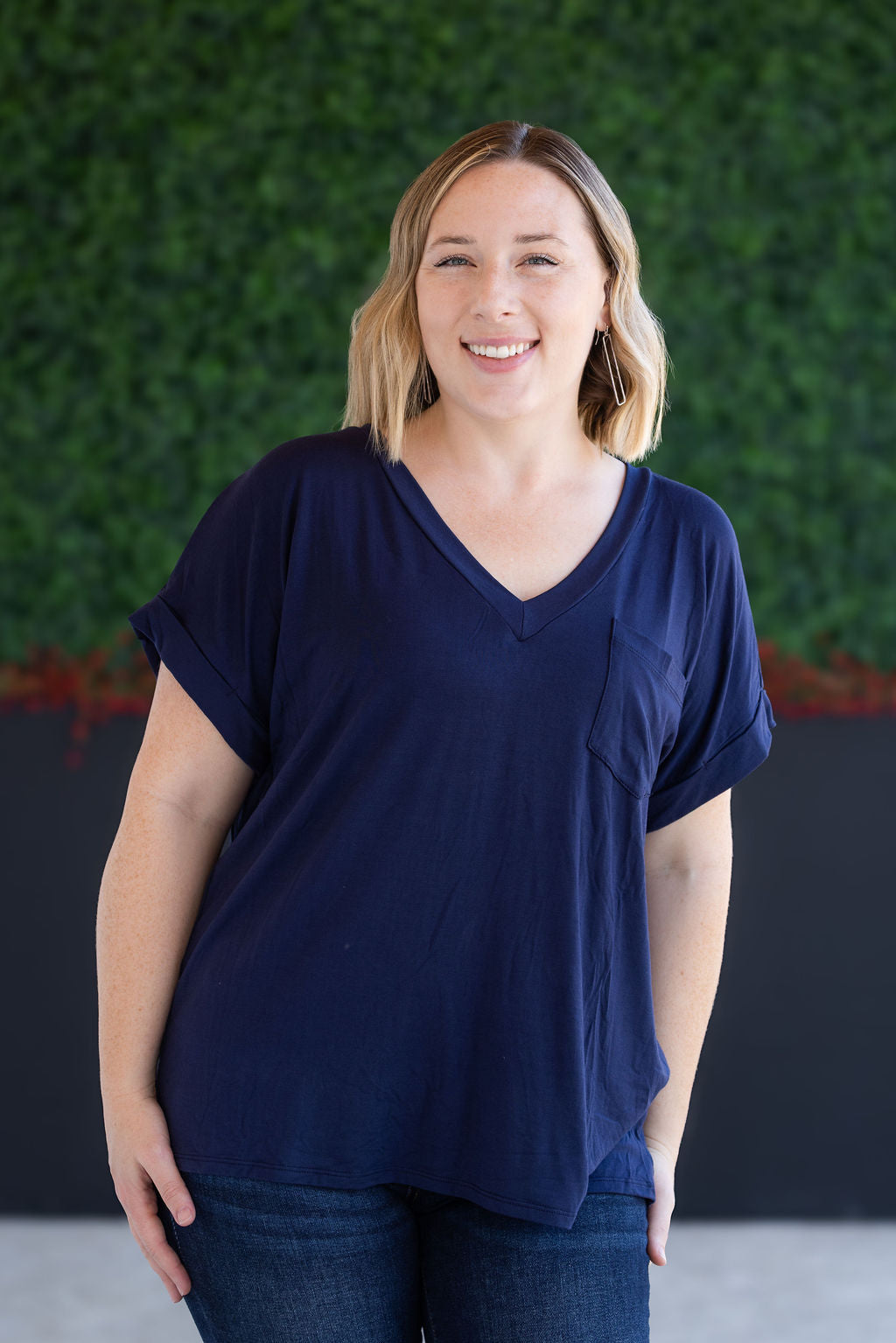 IN STOCK Sierra Pocket Top - Navy FINAL SALE