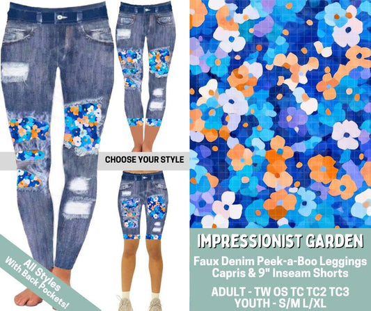 Impressionist Garden Peekaboo Shorts-Tween (PreOrder ETA late July)