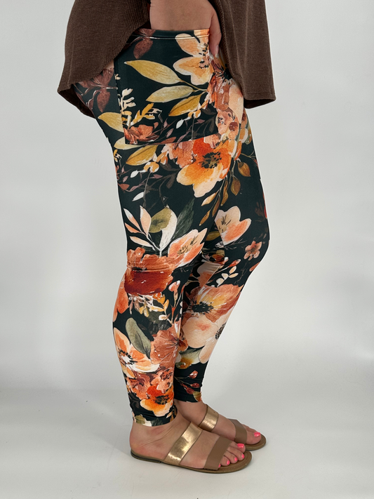 Fall Floral Leggings w/ Pockets