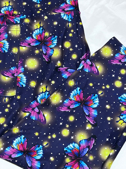 Glowing Butterflies Pocket Capri Leggings