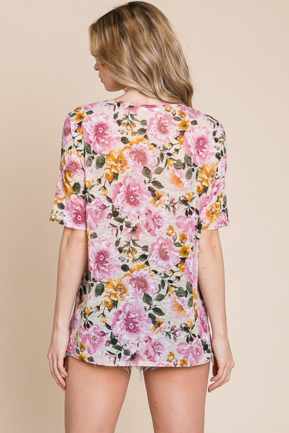 BOMBOM Floral Round Neck T-Shirt