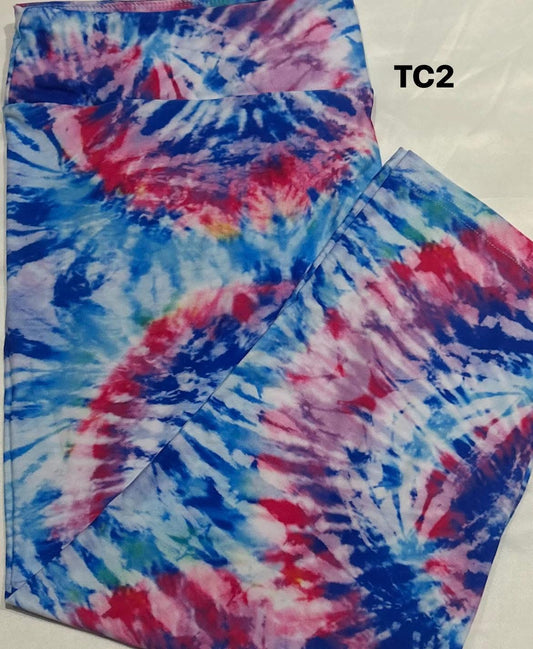 Patriotic Tie Dye Capri Leggings (TC2)