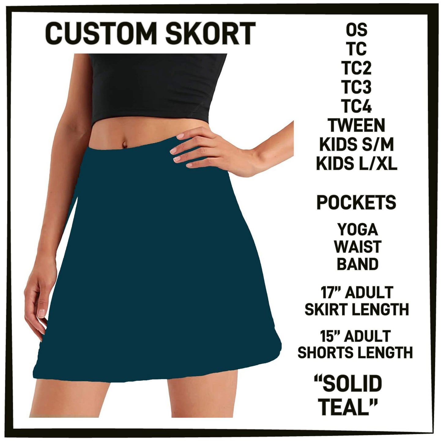 Solid Teal Skort-TC (PreOrder ETA early July)