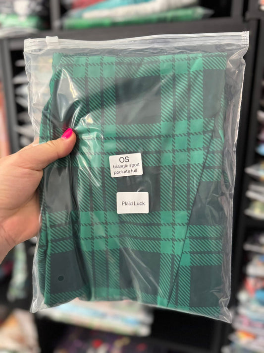 Plaid Luck Sport Pocket Leggings (OS)