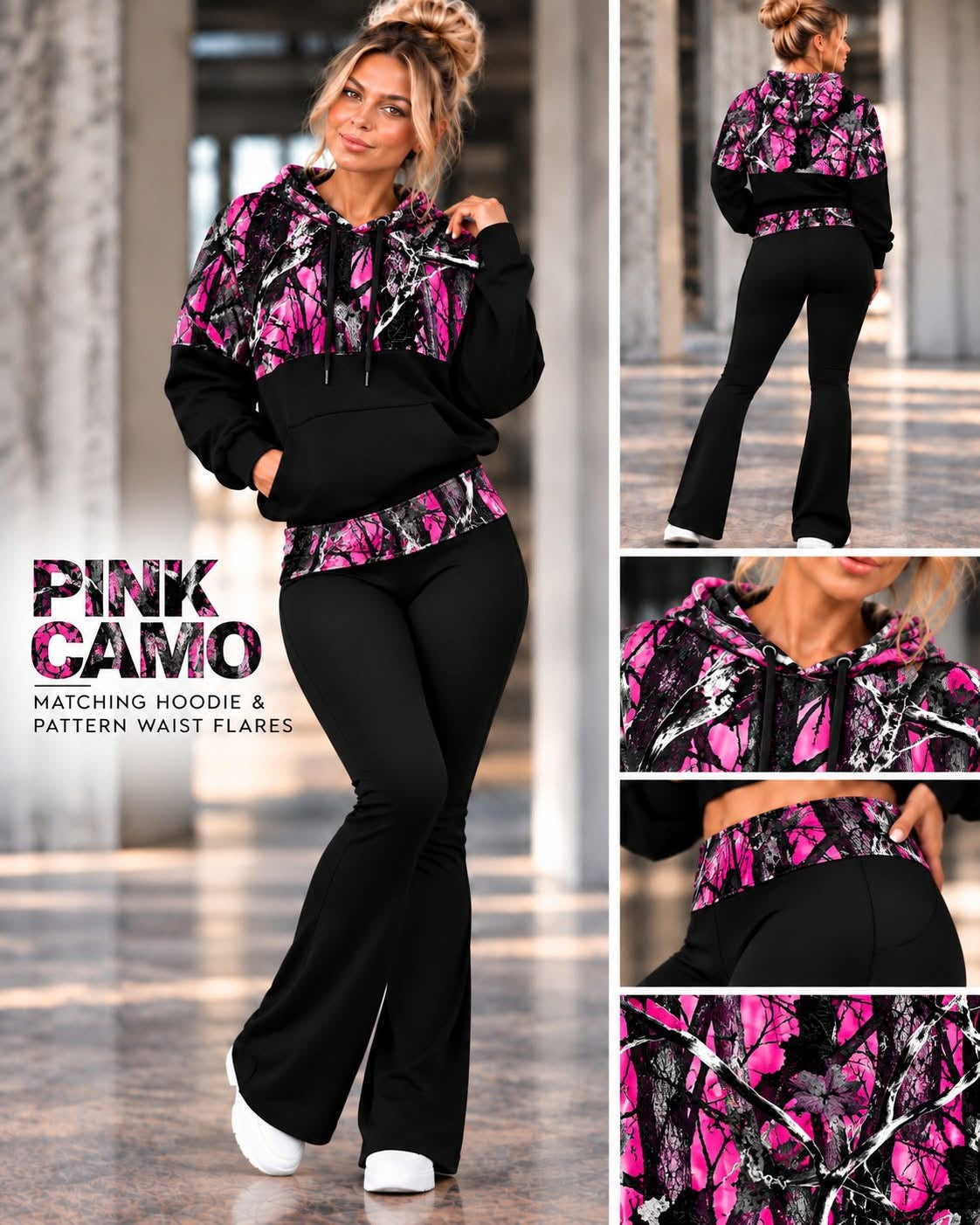 Yoga Flares & Matching Hoodies/Pink Camo (PreOrder ETA late December)
