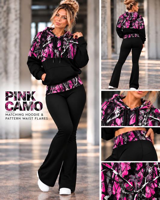 Yoga Flares & Matching Hoodies/Pink Camo (PreOrder ETA late December)