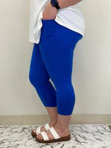 Solid Royal Blue Capri Leggings WITH Pockets 💥 MEGA SALE 💥