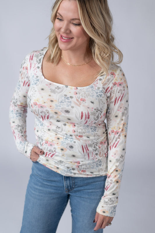 IN STOCK Alyssa Long Sleeve Top - Wildflower Gardens FINAL SALE