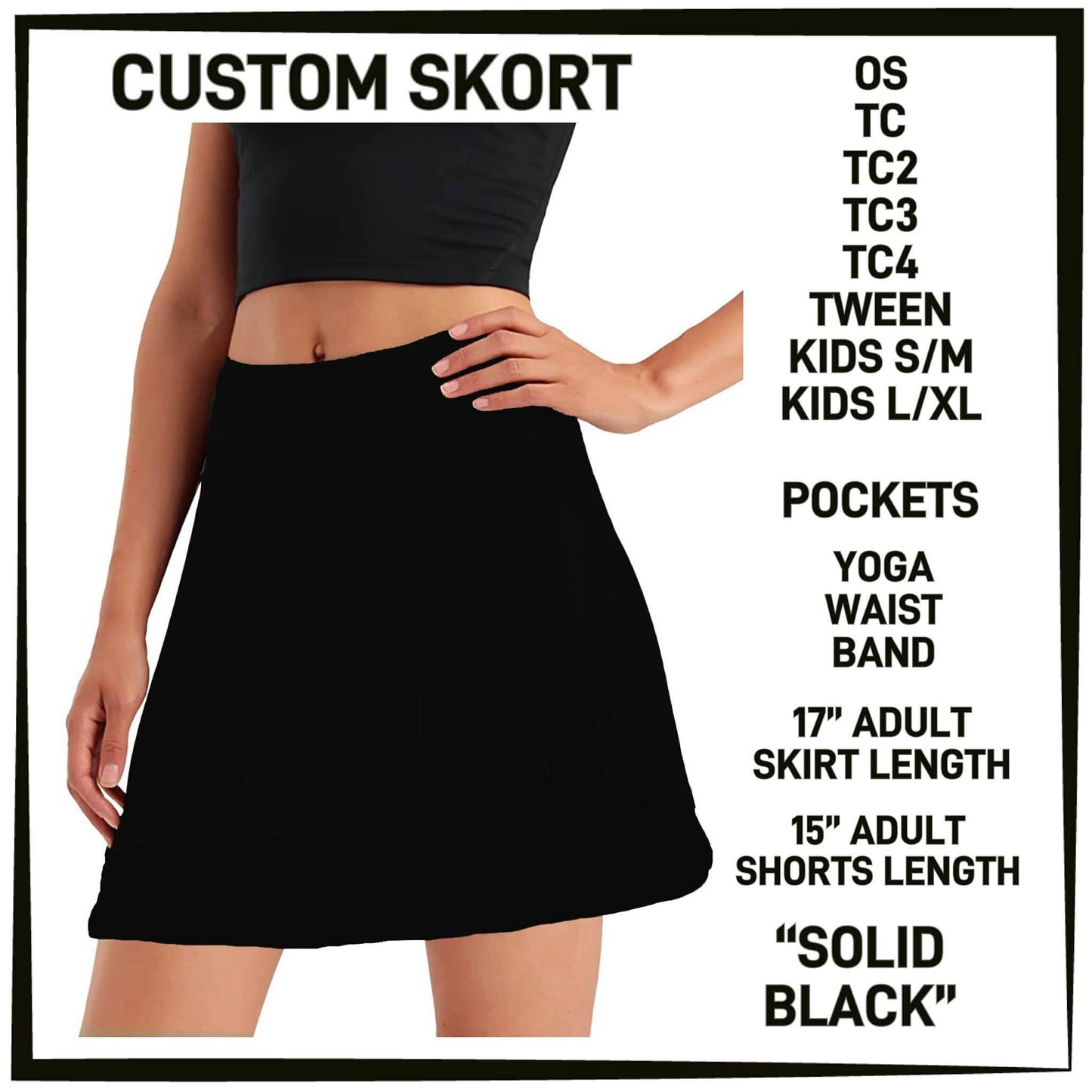 Solid Black Skort-TC (PreOrder ETA early July)