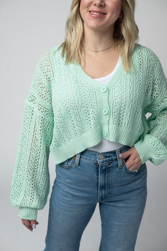 IN STOCK Callie Cropped Cardigan - Mint