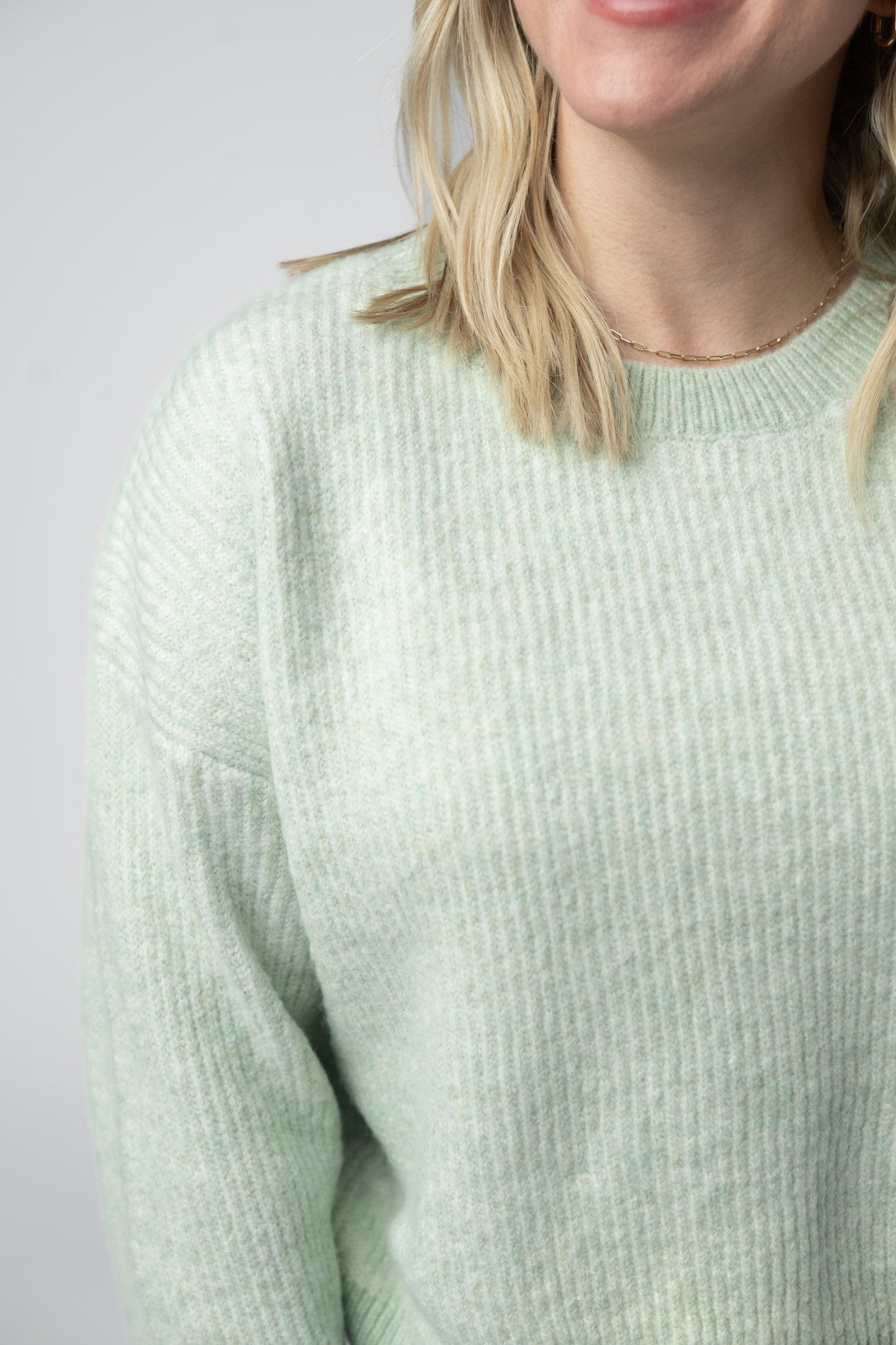 IN STOCK Josie Cozy Crew Sweater - Light Green FINAL SALE