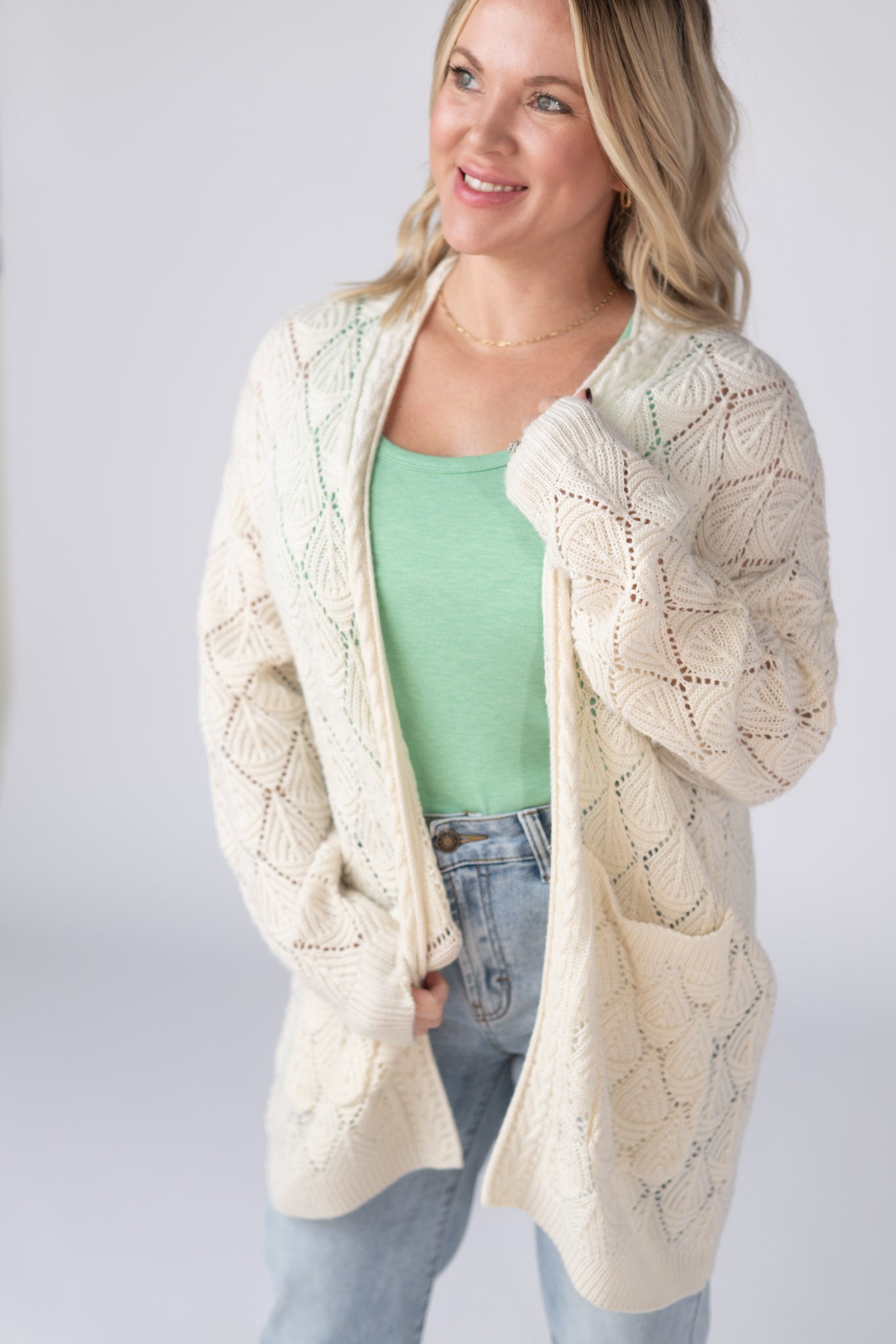 IN STOCK Open Knit Cardigan - Ivory