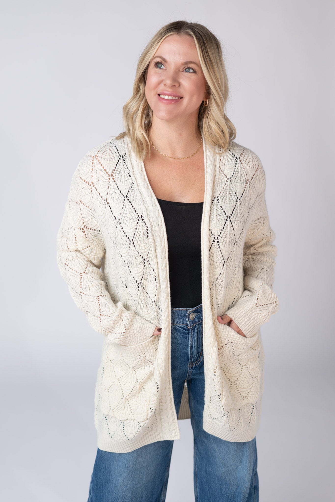 IN STOCK Open Knit Cardigan - Ivory