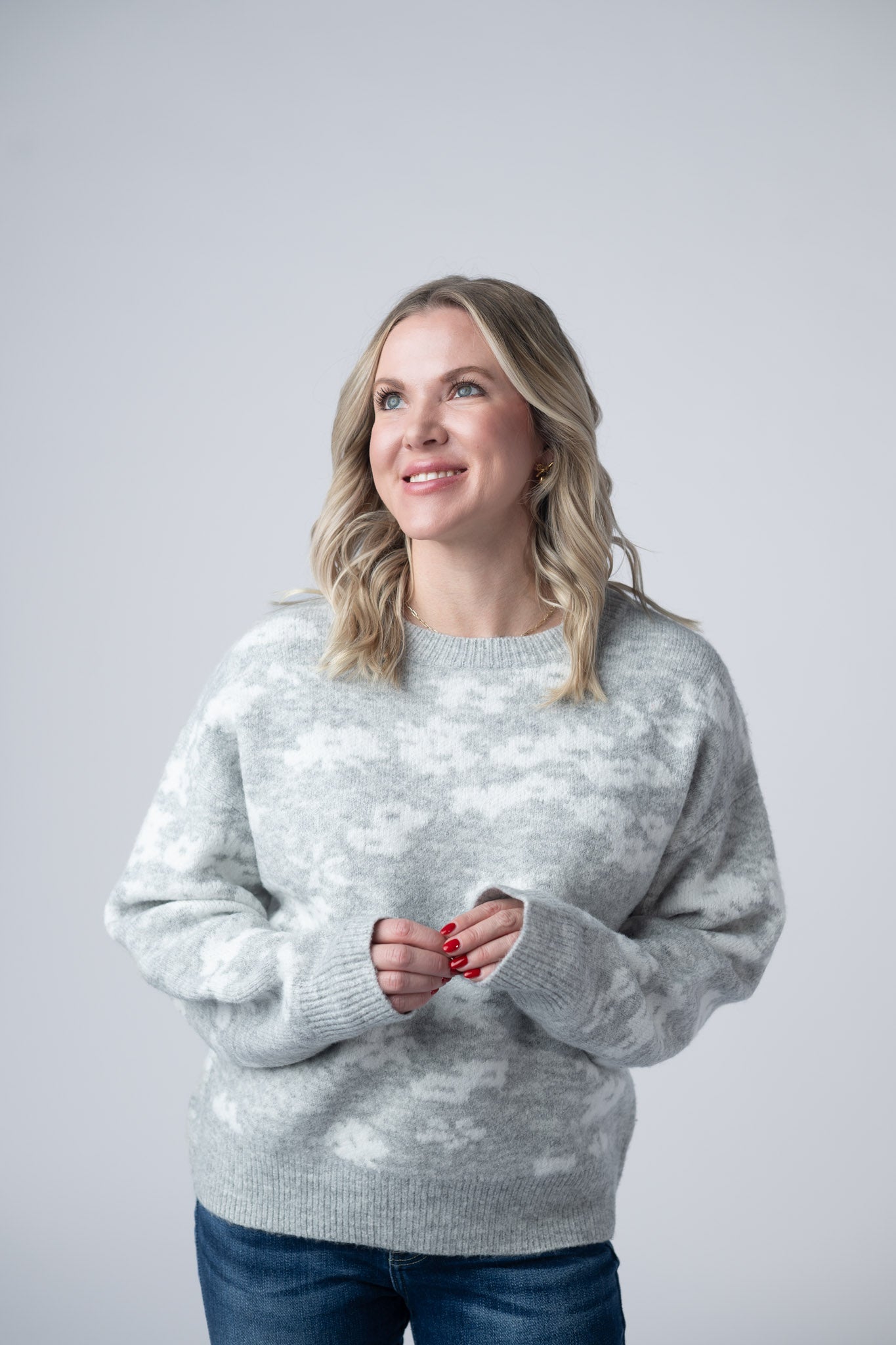 IN STOCK Floral Abstract Sweater - Grey FINAL SALE