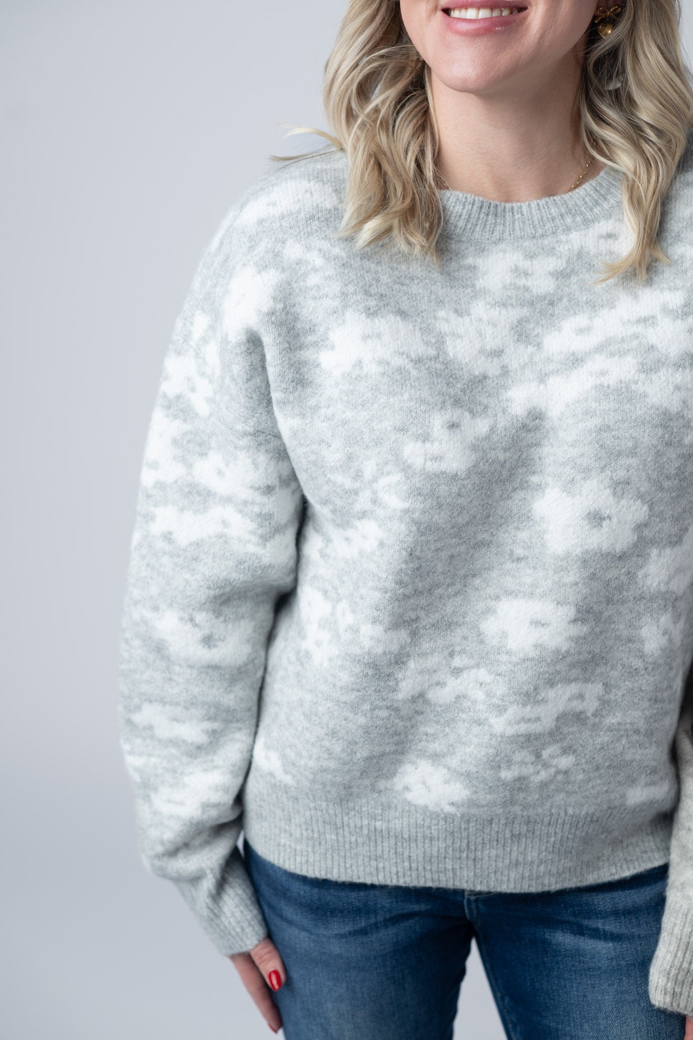 IN STOCK Floral Abstract Sweater - Grey FINAL SALE