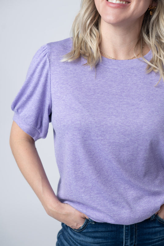 IN STOCK Katie Cozy Top - Heathered Purple FINAL SALE
